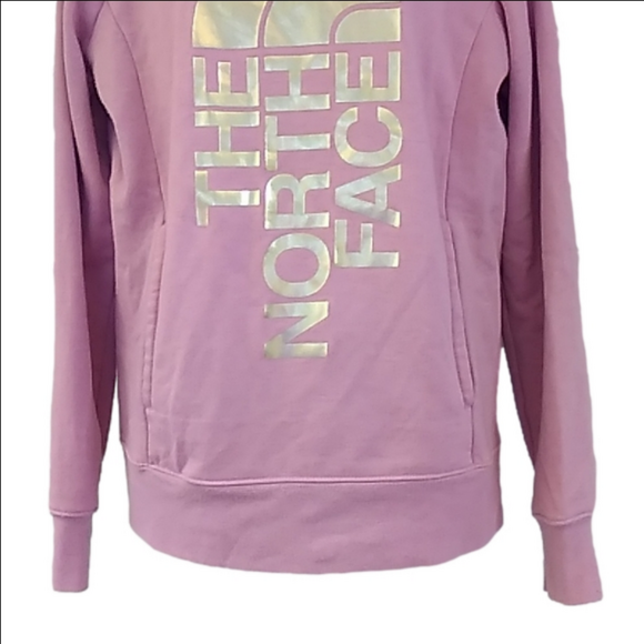 The North Face Half Dome Fleece Pullover Hoodie Dusty Rose w Large Gold Logo - Picture 5 of 11